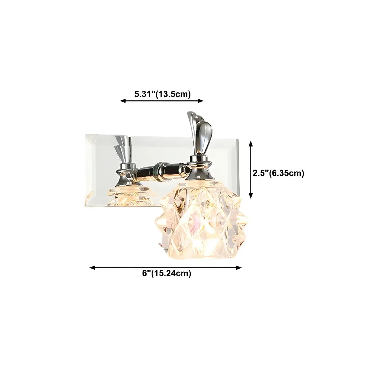 Classic Chrome Glass Shade Adjustable Vanity Light for Bathroom