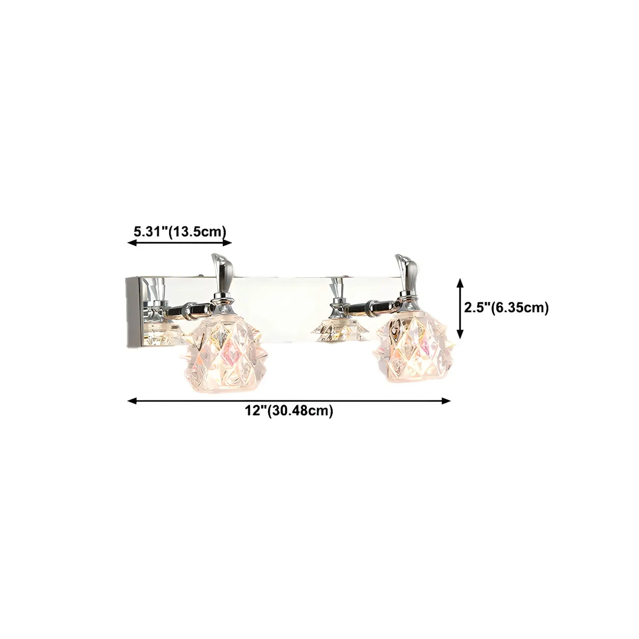 Classic Chrome Glass Shade Adjustable Vanity Light for Bathroom