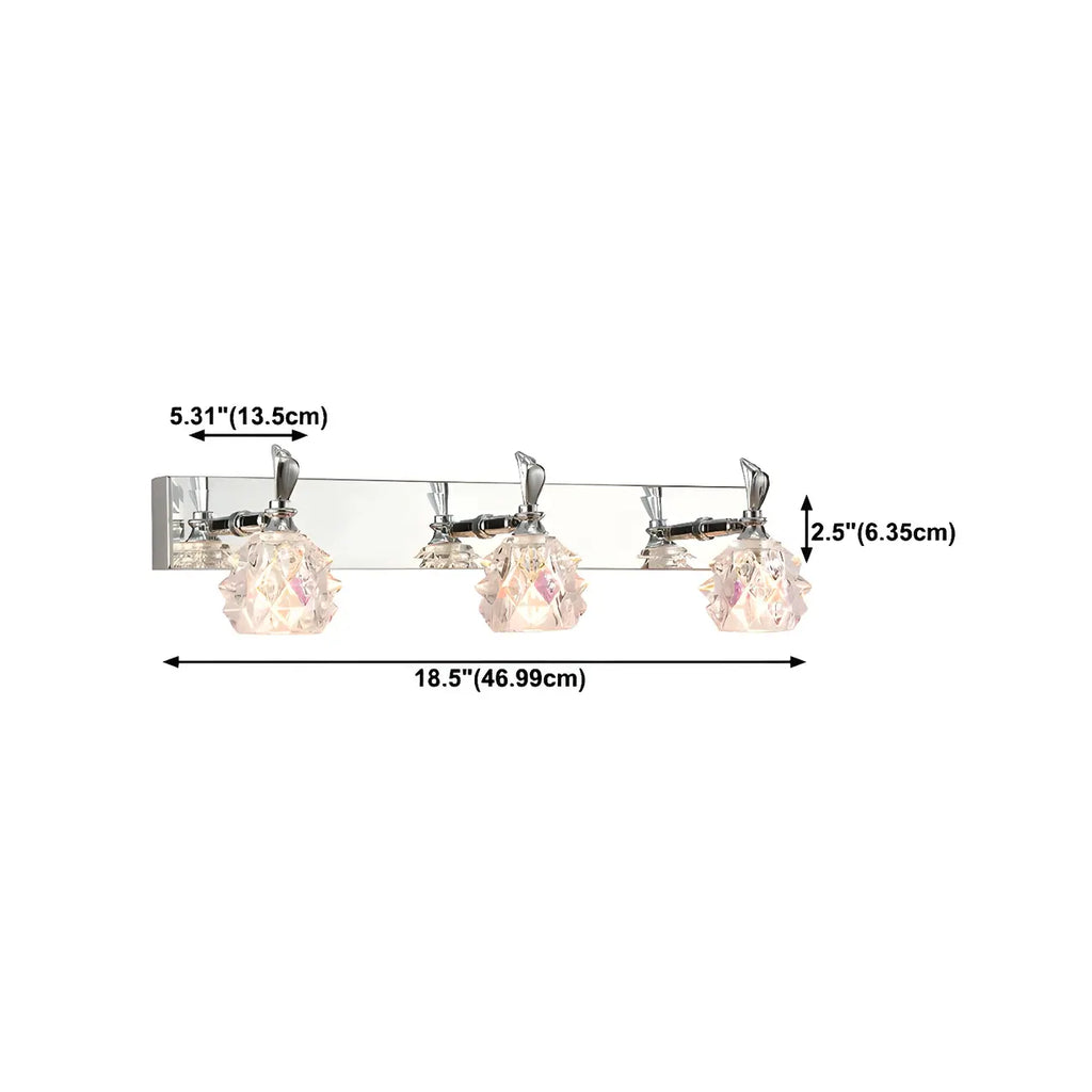 Classic Chrome Glass Shade Adjustable Vanity Light for Bathroom