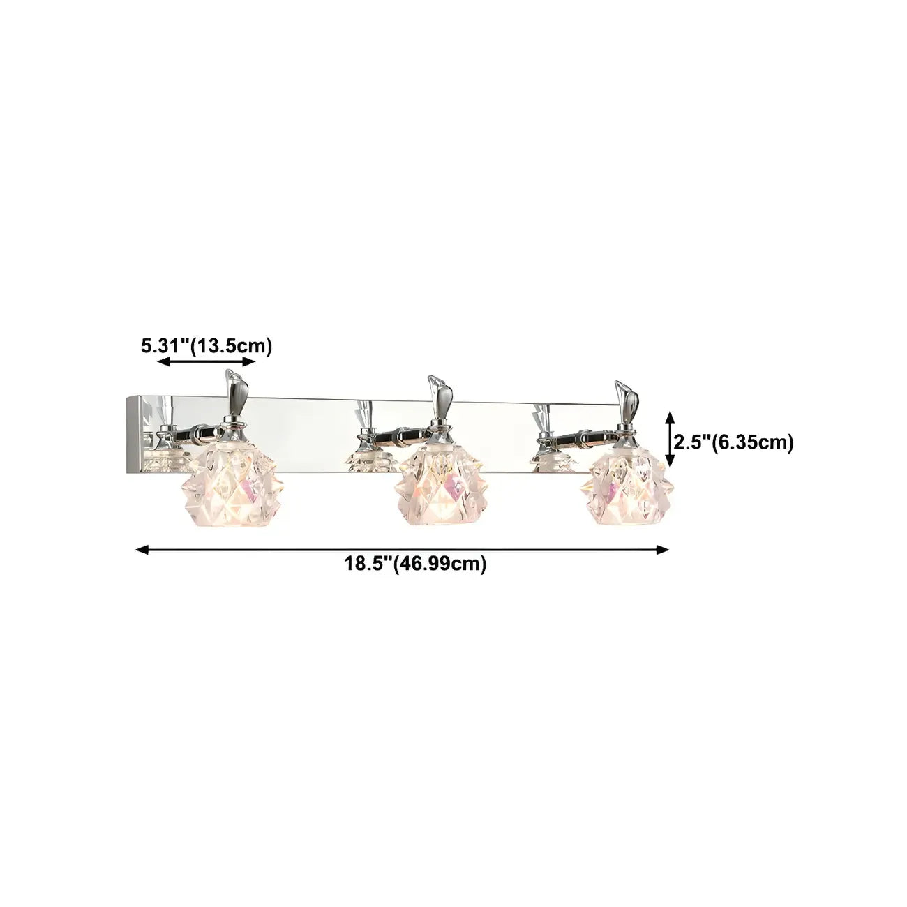 Classic Chrome Glass Shade Adjustable Vanity Light for Bathroom