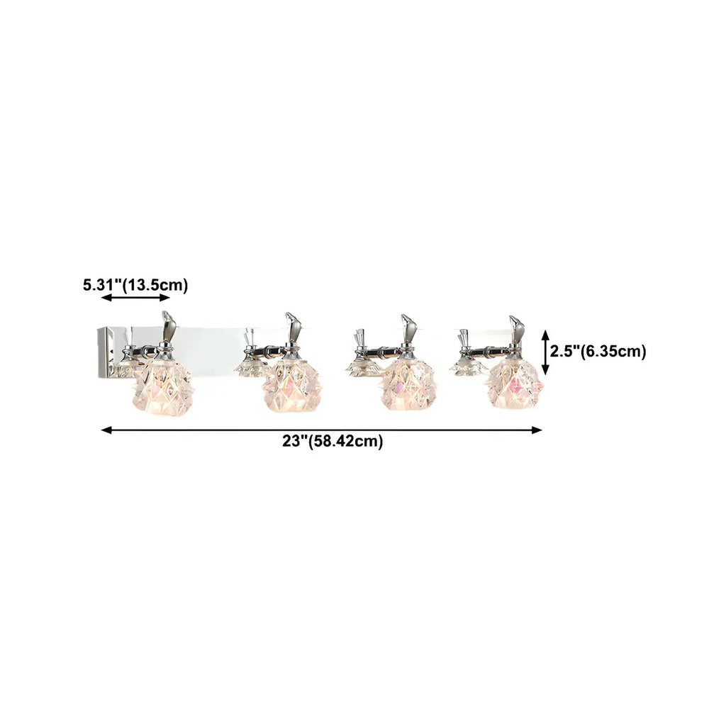 Classic Chrome Glass Shade Adjustable Vanity Light for Bathroom