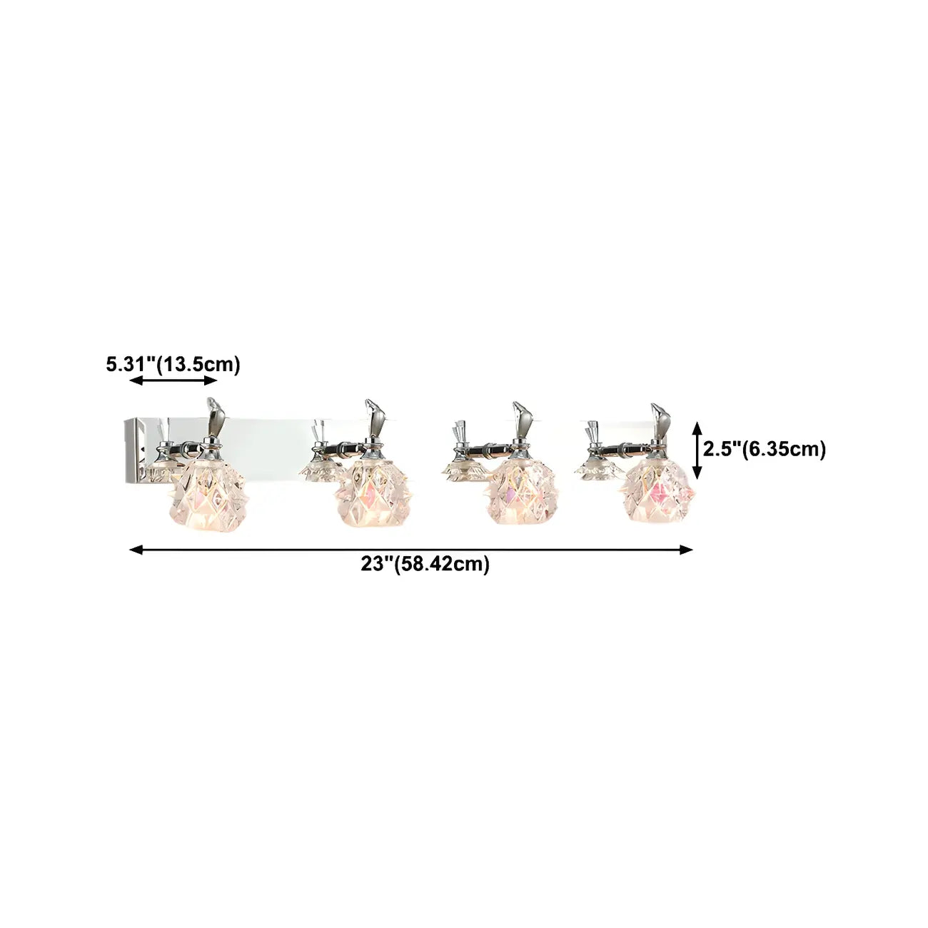 Classic Chrome Glass Shade Adjustable Vanity Light for Bathroom