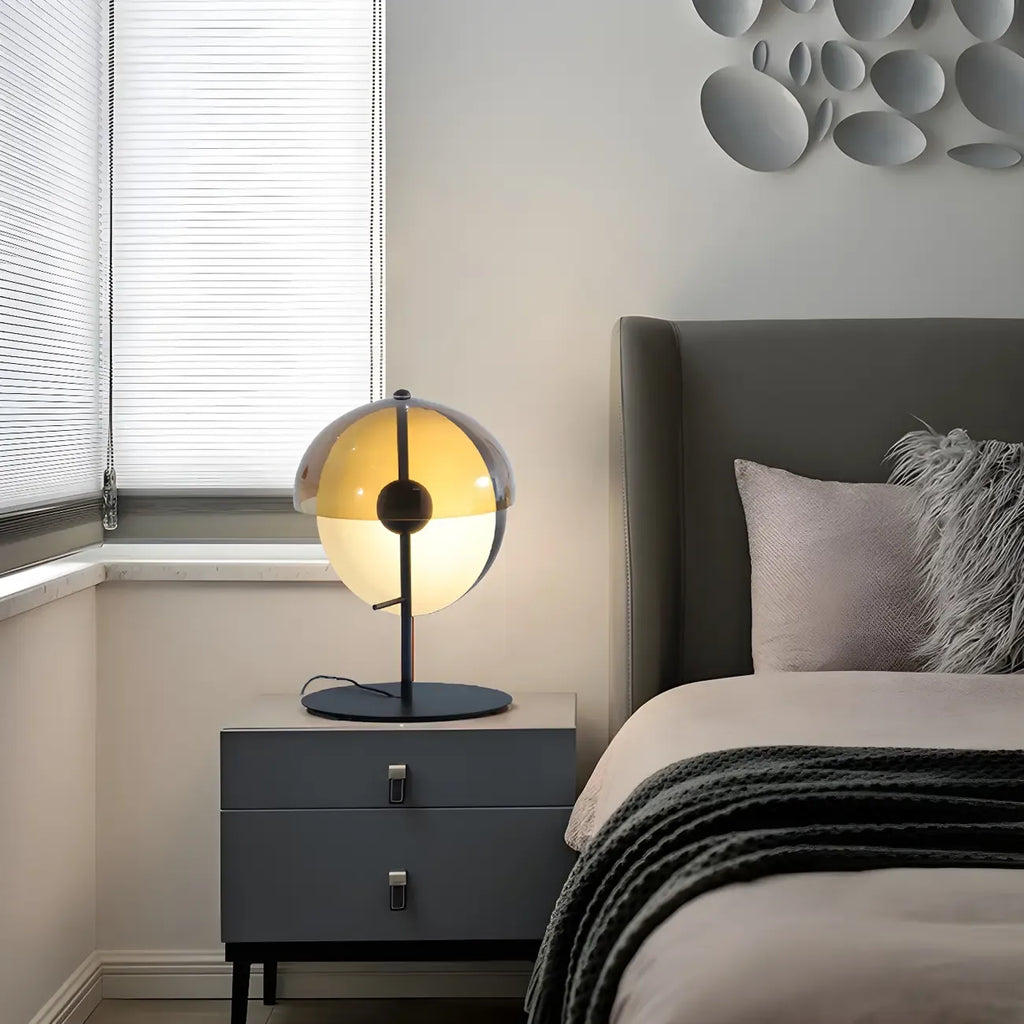 Modern Black Glass Globe Table Lamp for Bedroom