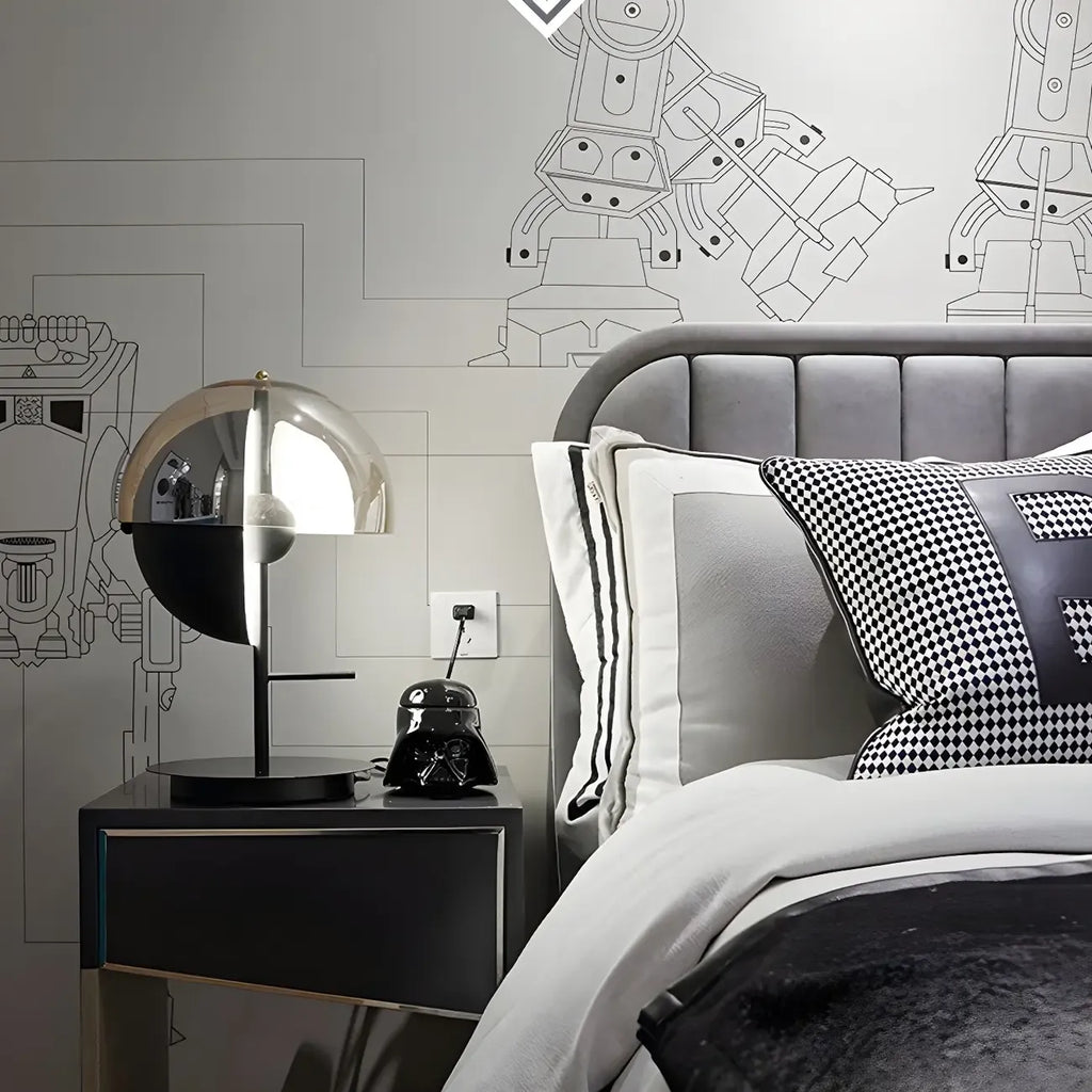 Modern Black Glass Globe Table Lamp for Bedroom