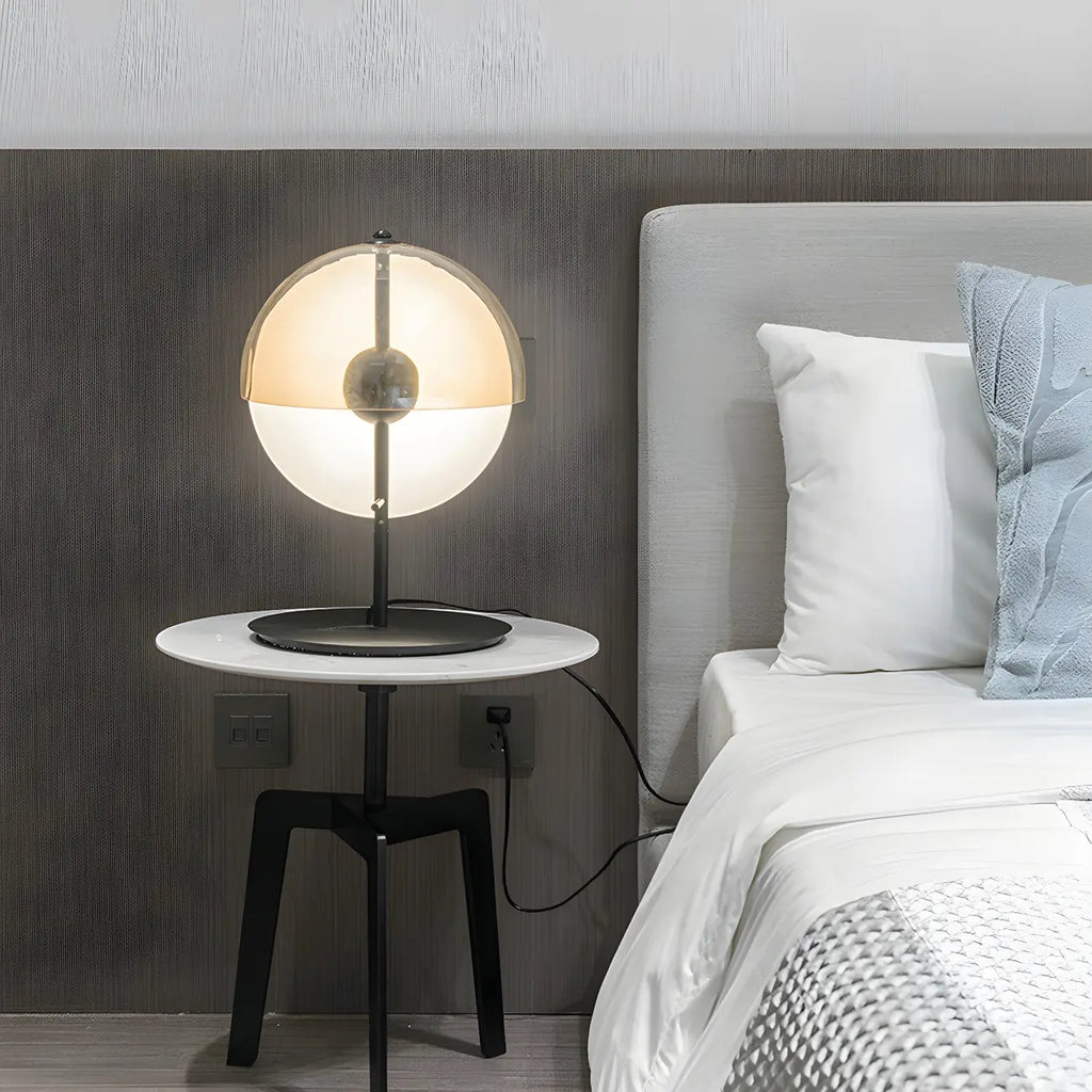 Modern Black Glass Globe Table Lamp for Bedroom