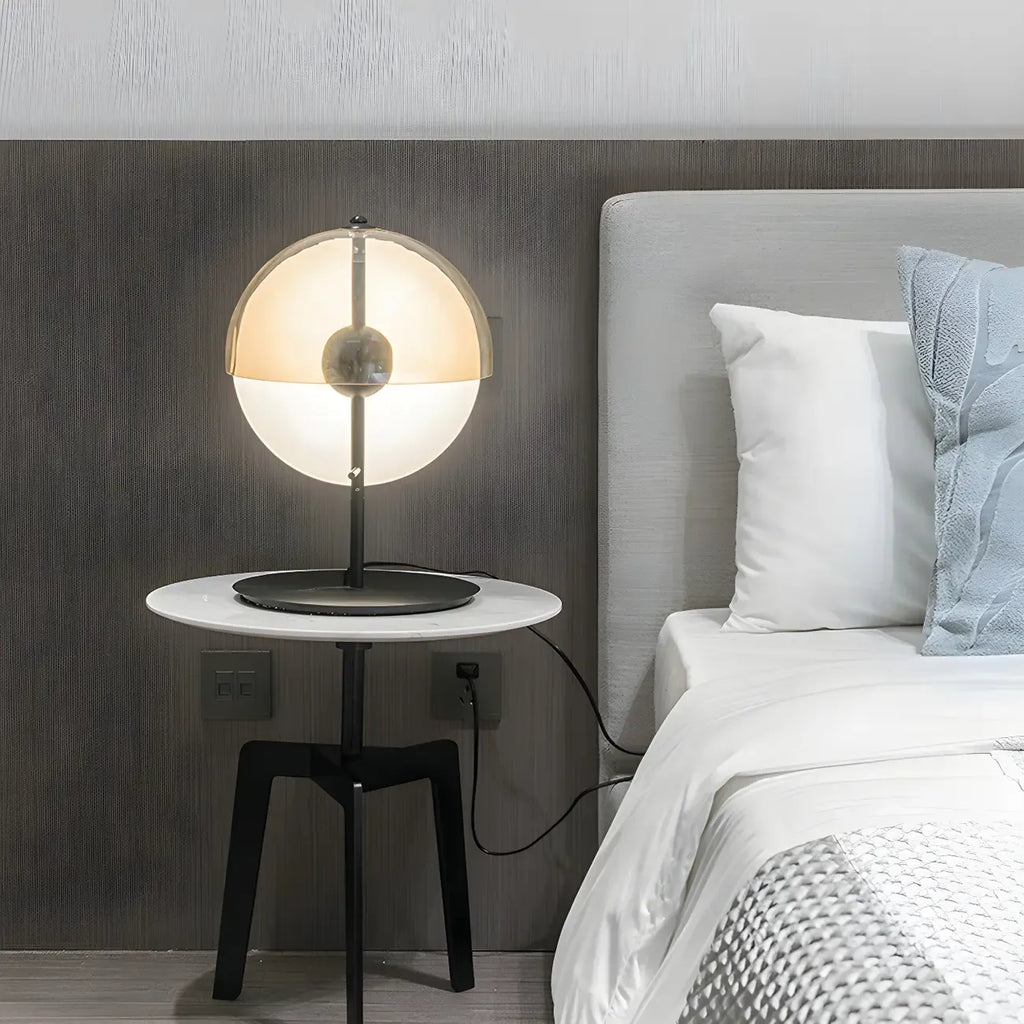 Modern Black Glass Globe Table Lamp for Bedroom