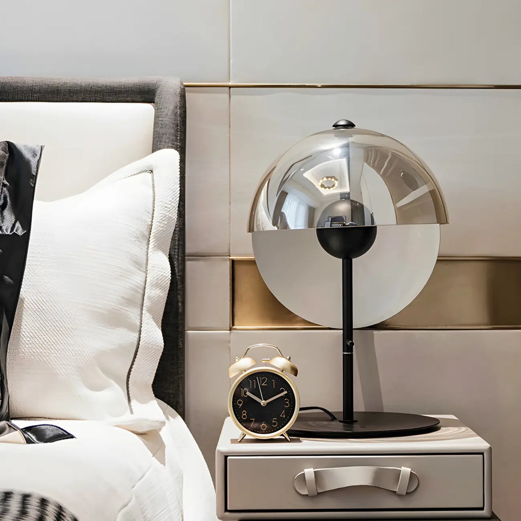 Modern Black Glass Globe Table Lamp for Bedroom