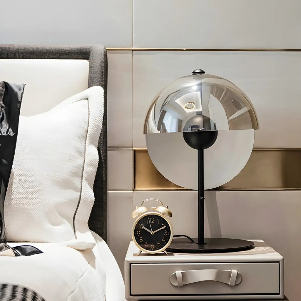 Modern Black Glass Globe Table Lamp for Bedroom