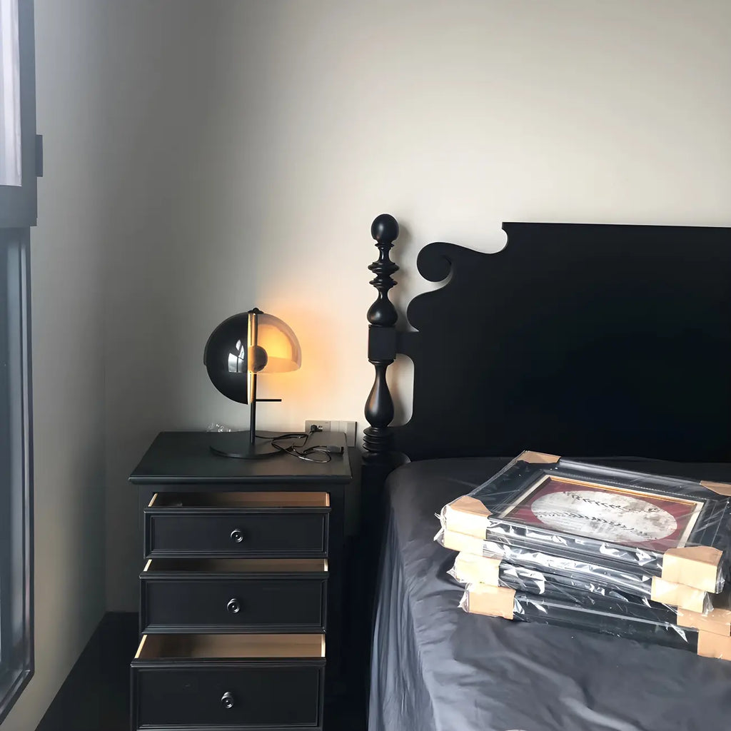 Modern Black Glass Globe Table Lamp for Bedroom
