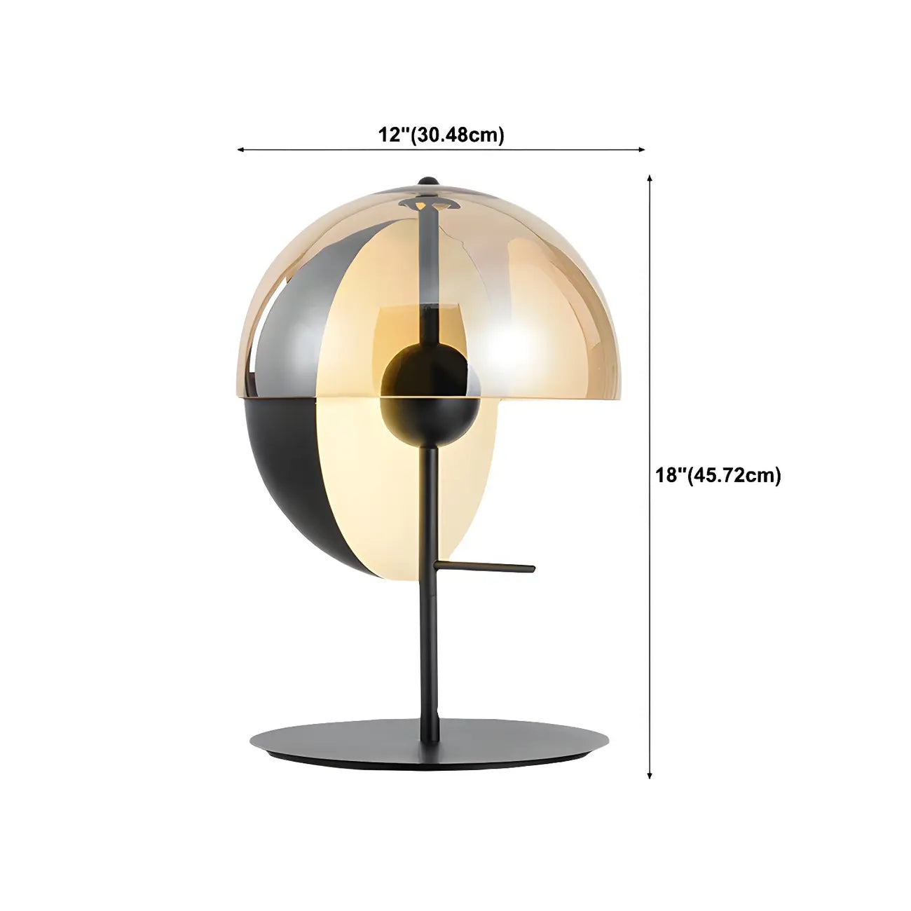 Modern Black Glass Globe Table Lamp for Bedroom