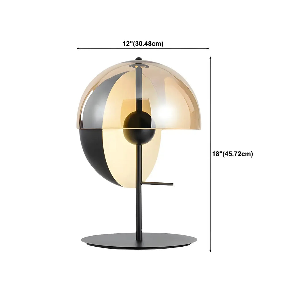 Modern Black Glass Globe Table Lamp for Bedroom
