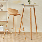 Wooden Natural Finish Square Small Bar Height Table