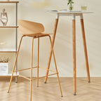 Wooden Natural Finish Square Small Bar Height Table