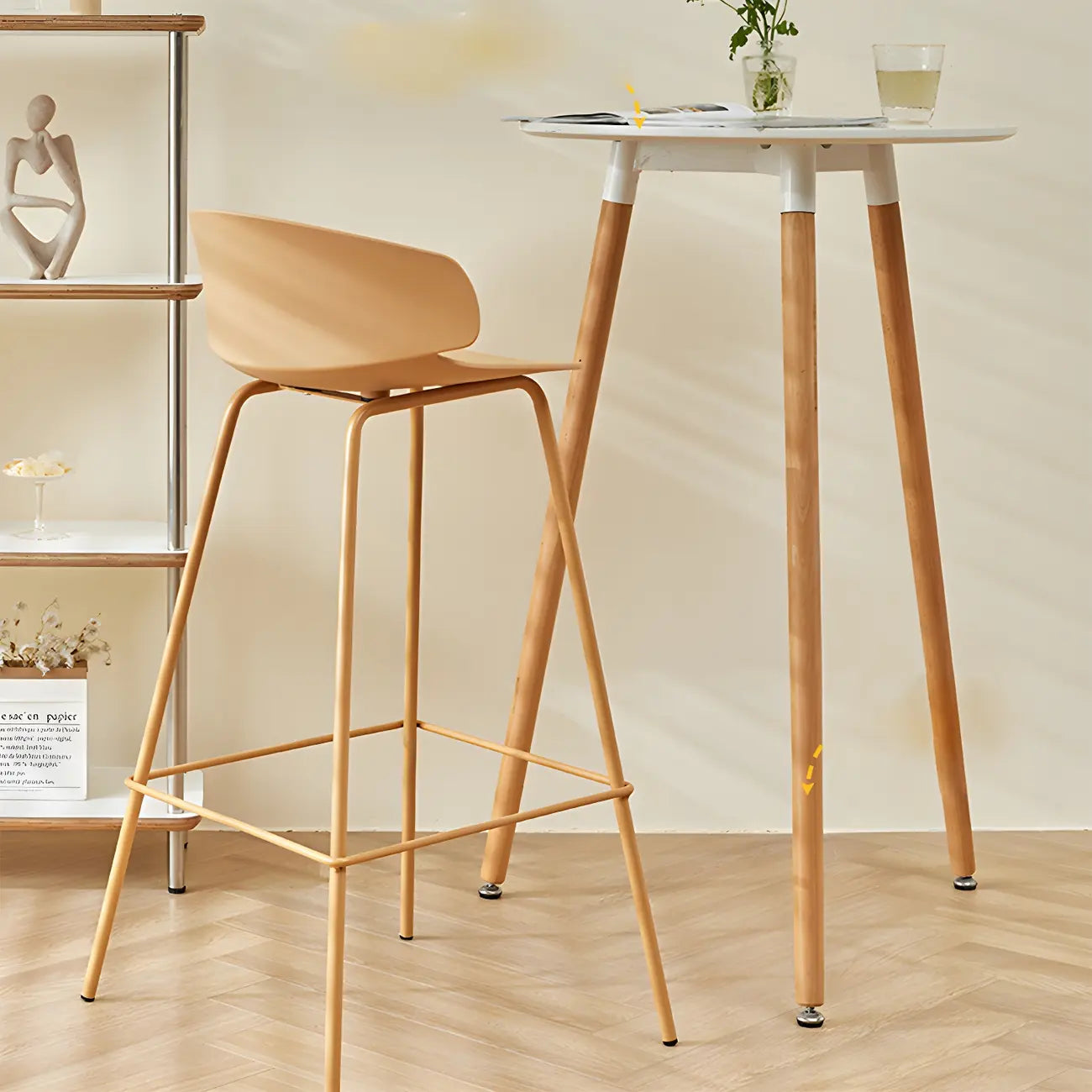 Wooden Natural Finish Square Small Bar Height Table