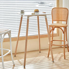 Wooden Natural Finish Square Small Bar Height Table