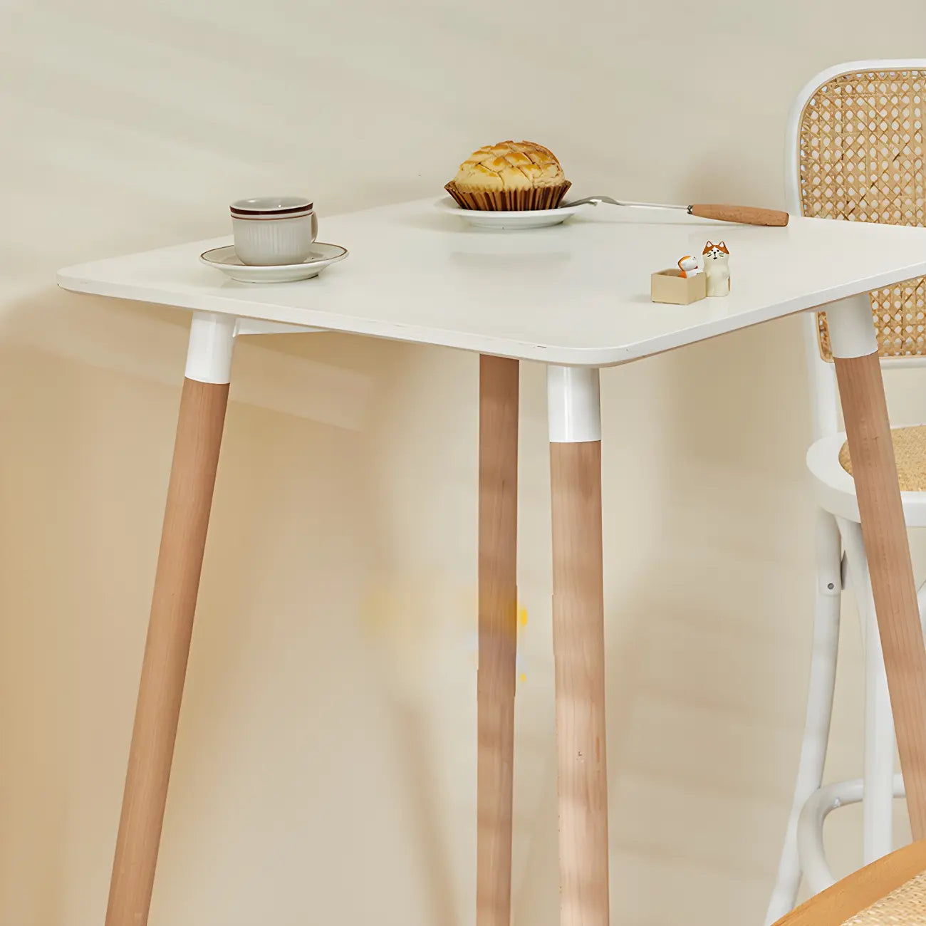 Wooden Natural Finish Square Small Bar Height Table