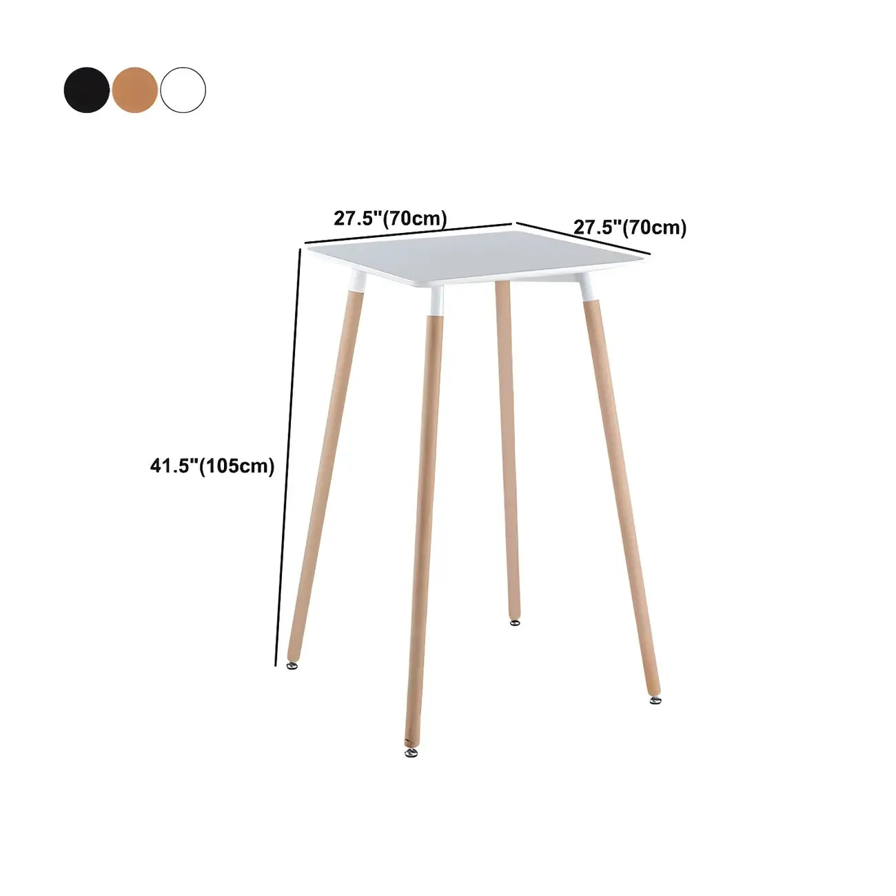 Wooden Natural Finish Square Small Bar Height Table