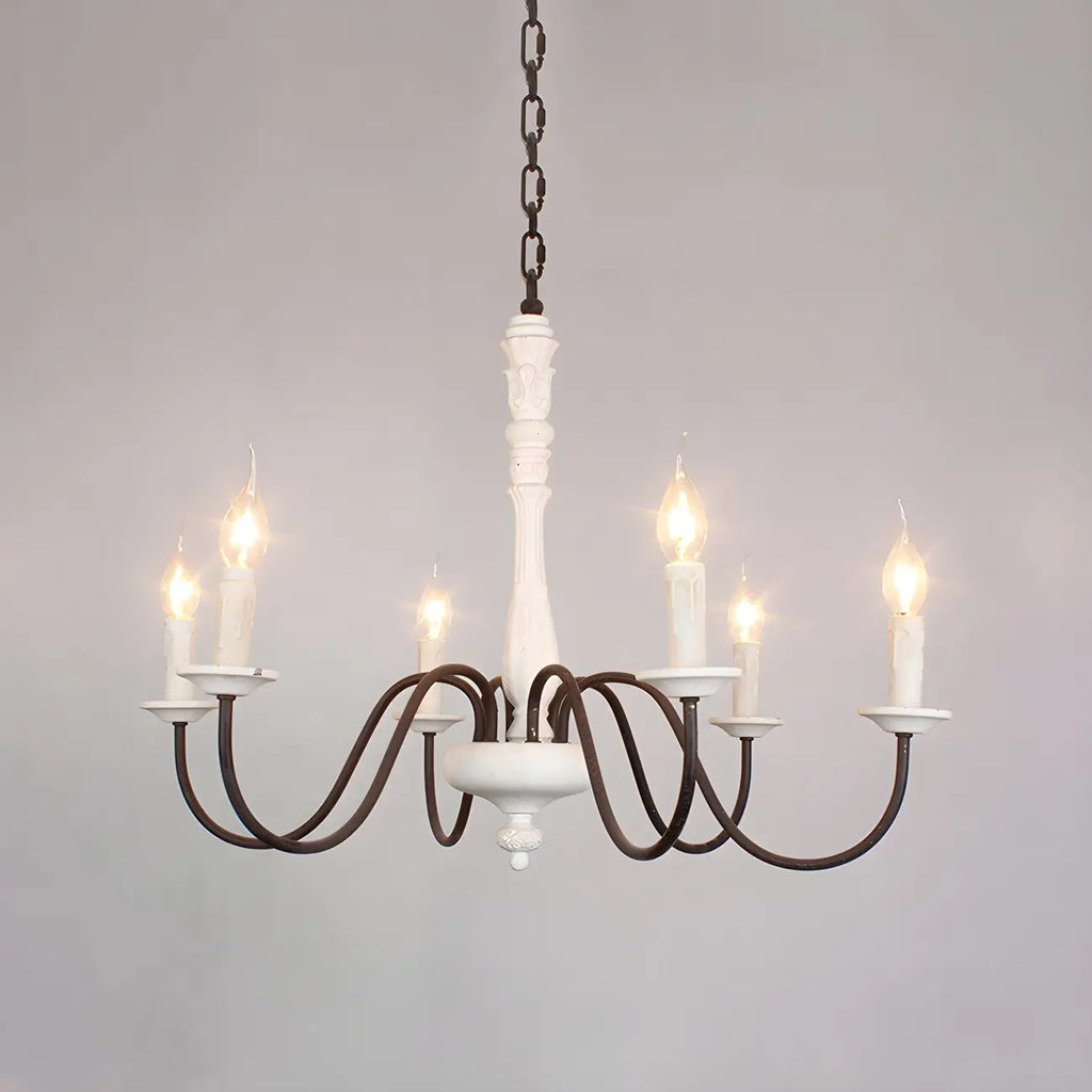 Traditional Adjustable 6-light Empire Wood Candelabra Chandelier