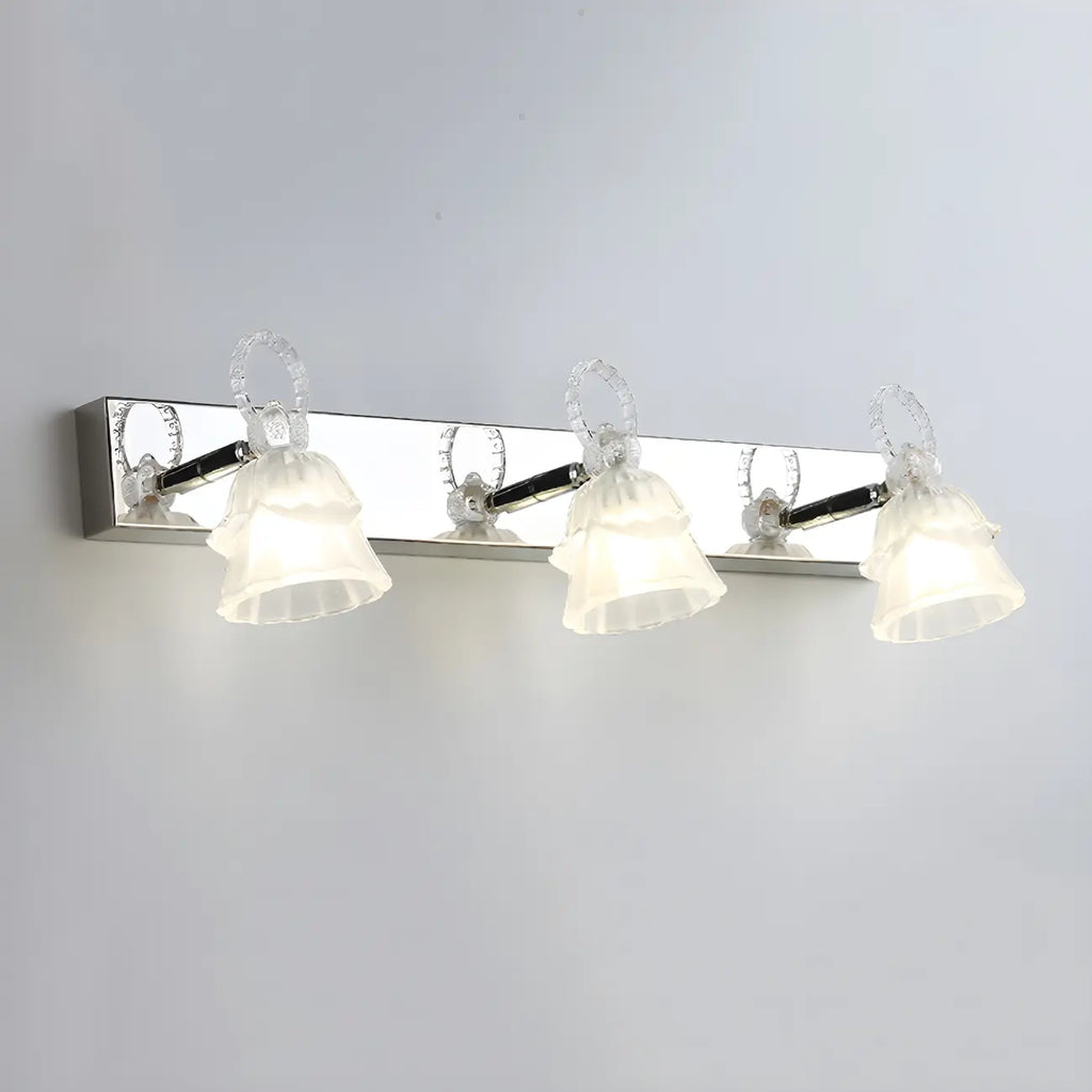 3-Light Modern Silver Glass Vanity Light for Bathroom