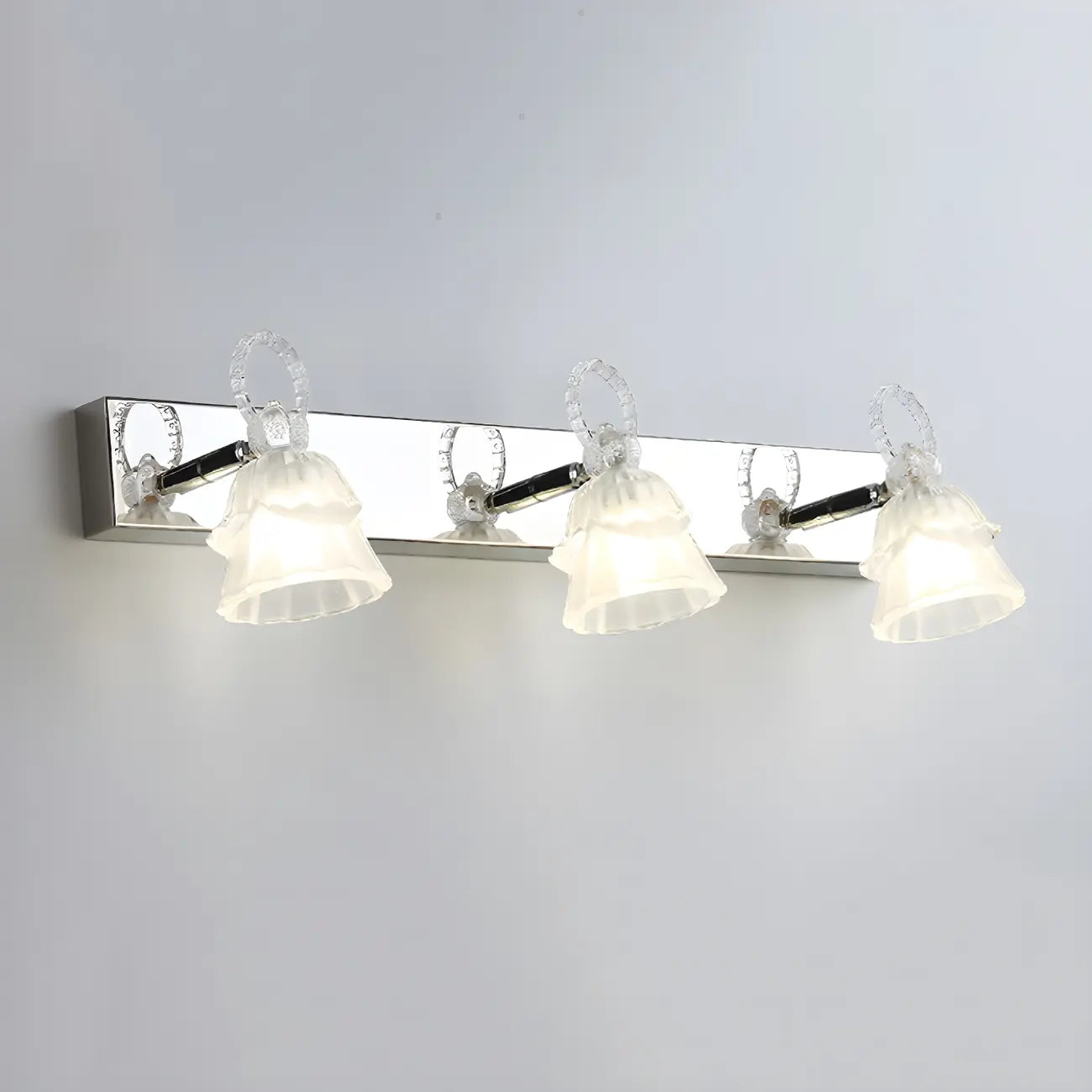 3-Light Modern Silver Glass Vanity Light for Bathroom