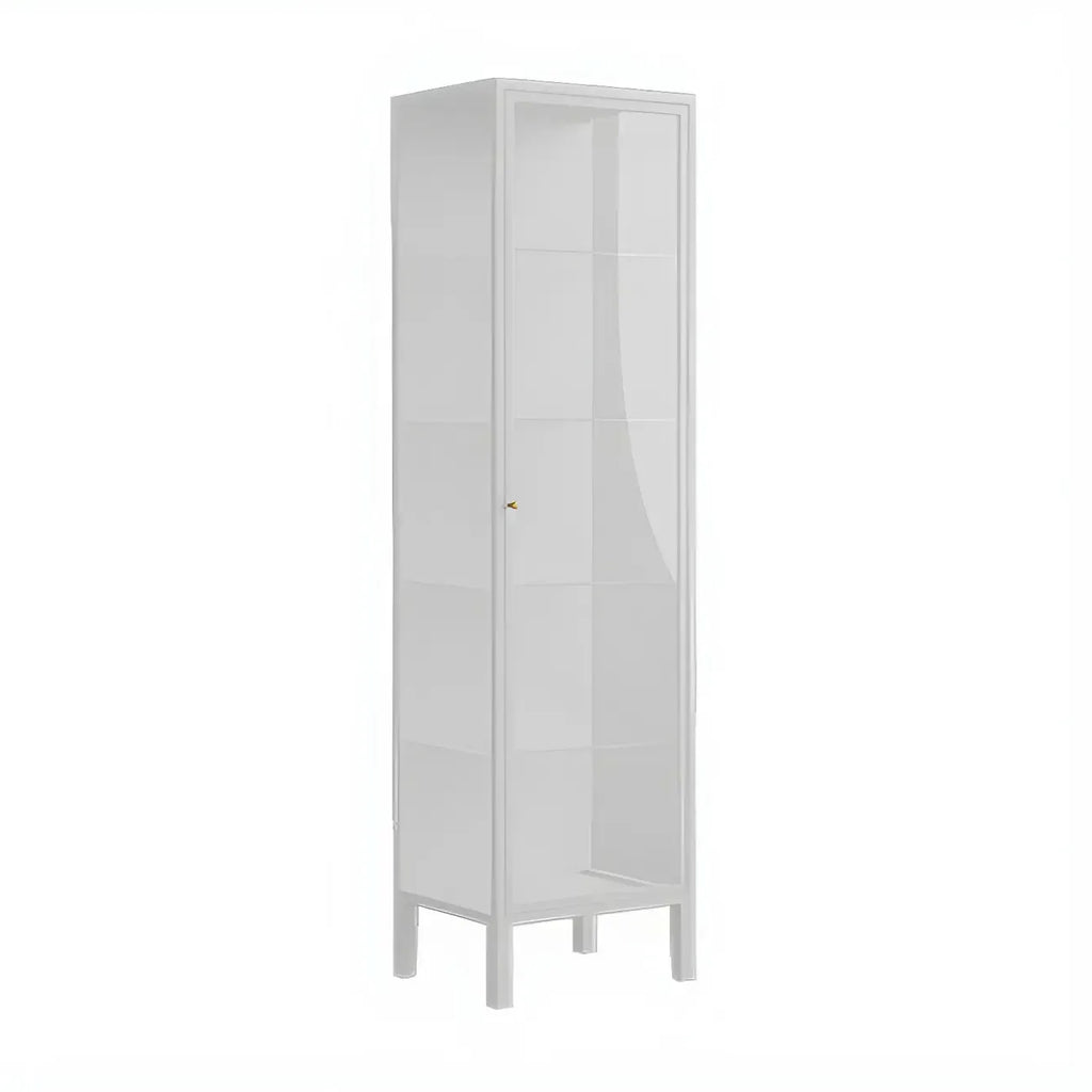 Elegant Modern Metal Black Glass Door Curio Cabinet