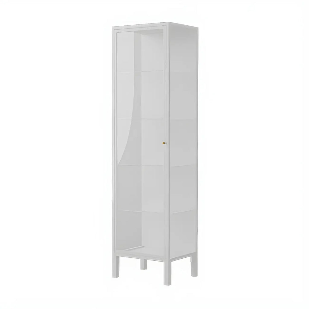 Elegant Modern Metal Black Glass Door Curio Cabinet