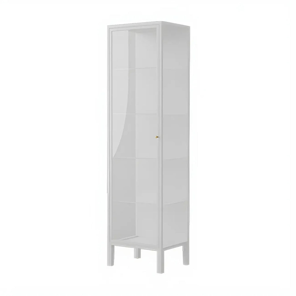 Elegant Modern Metal Black Glass Door Curio Cabinet