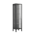 Elegant Modern Metal Black Glass Door Curio Cabinet