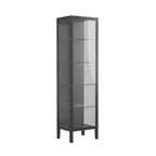 Elegant Modern Metal Black Glass Door Curio Cabinet