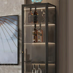 Elegant Modern Metal Black Glass Door Curio Cabinet