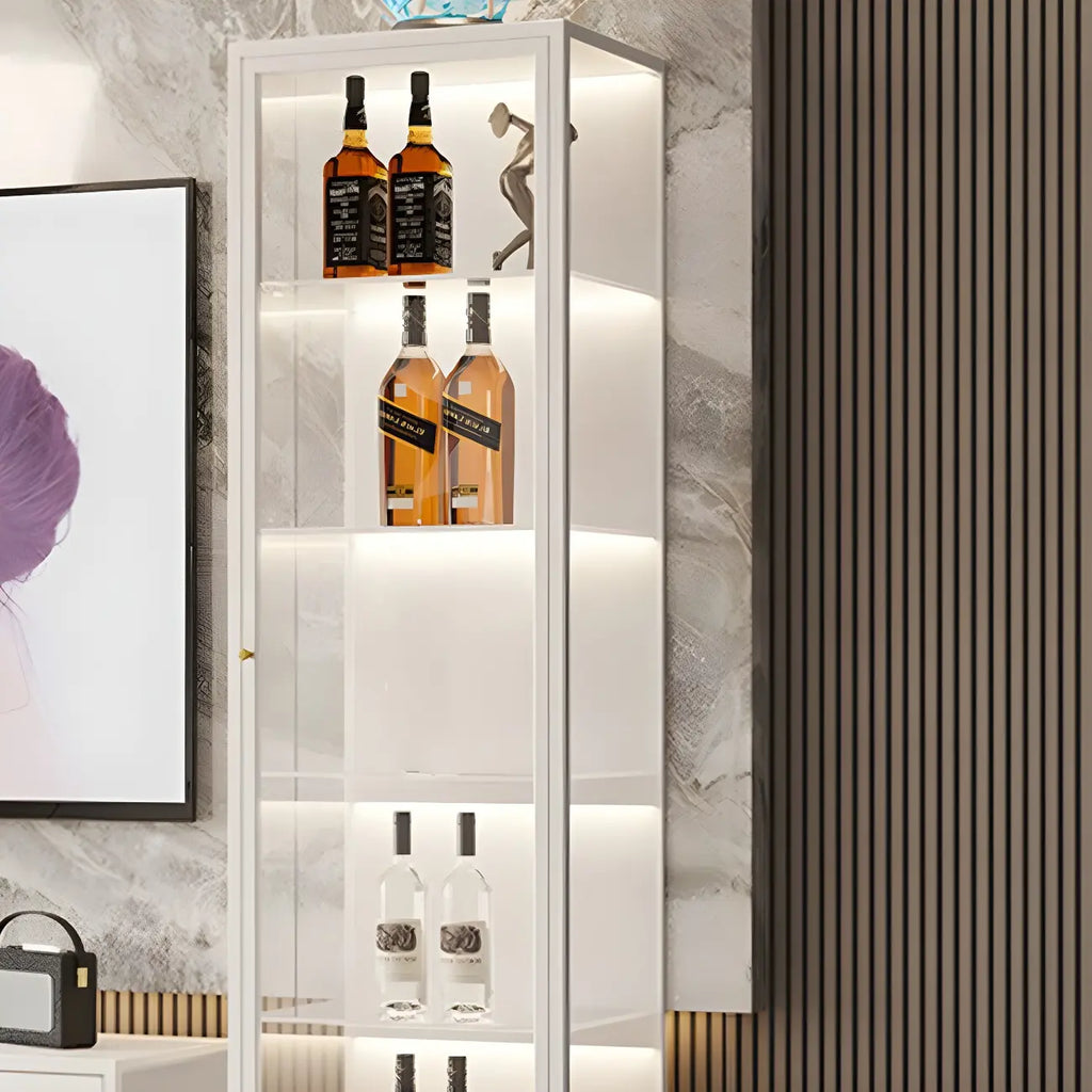 Elegant Modern Metal Black Glass Door Curio Cabinet