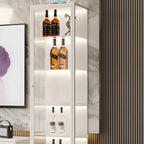 Elegant Modern Metal Black Glass Door Curio Cabinet