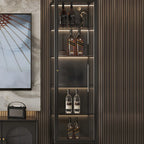 Elegant Modern Metal Black Glass Door Curio Cabinet