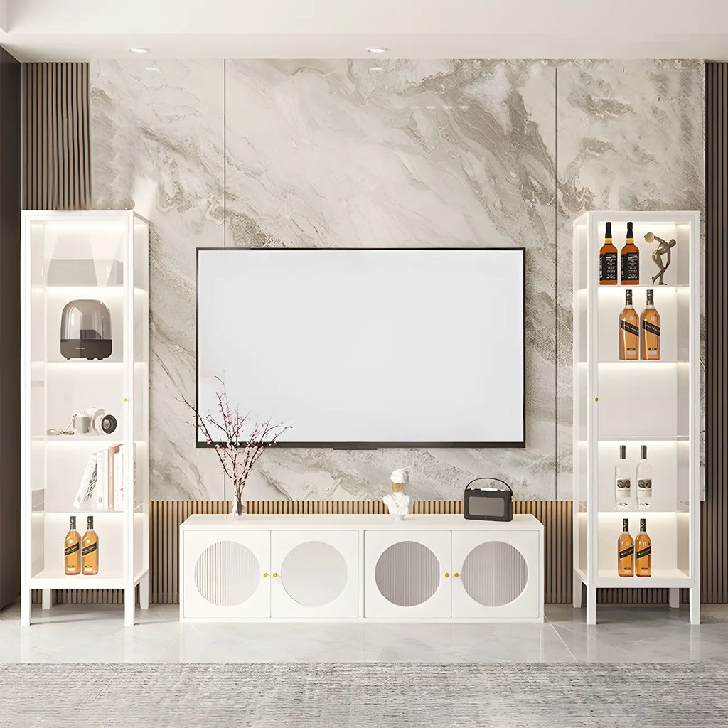 Elegant Modern Metal Black Glass Door Curio Cabinet