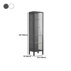 Elegant Modern Metal Black Glass Door Curio Cabinet