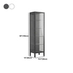 Elegant Modern Metal Black Glass Door Curio Cabinet