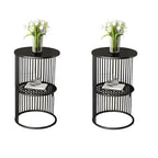 Round 2 Tiers Metal Frame Storage Side Tables Gold