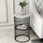 Round 2 Tiers Metal Frame Storage Side Tables Gold