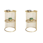 Round 2 Tiers Metal Frame Storage Side Tables Gold