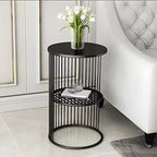 Round 2 Tiers Metal Frame Storage Side Tables Gold