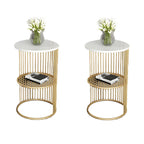 Round 2 Tiers Metal Frame Storage Side Tables Gold