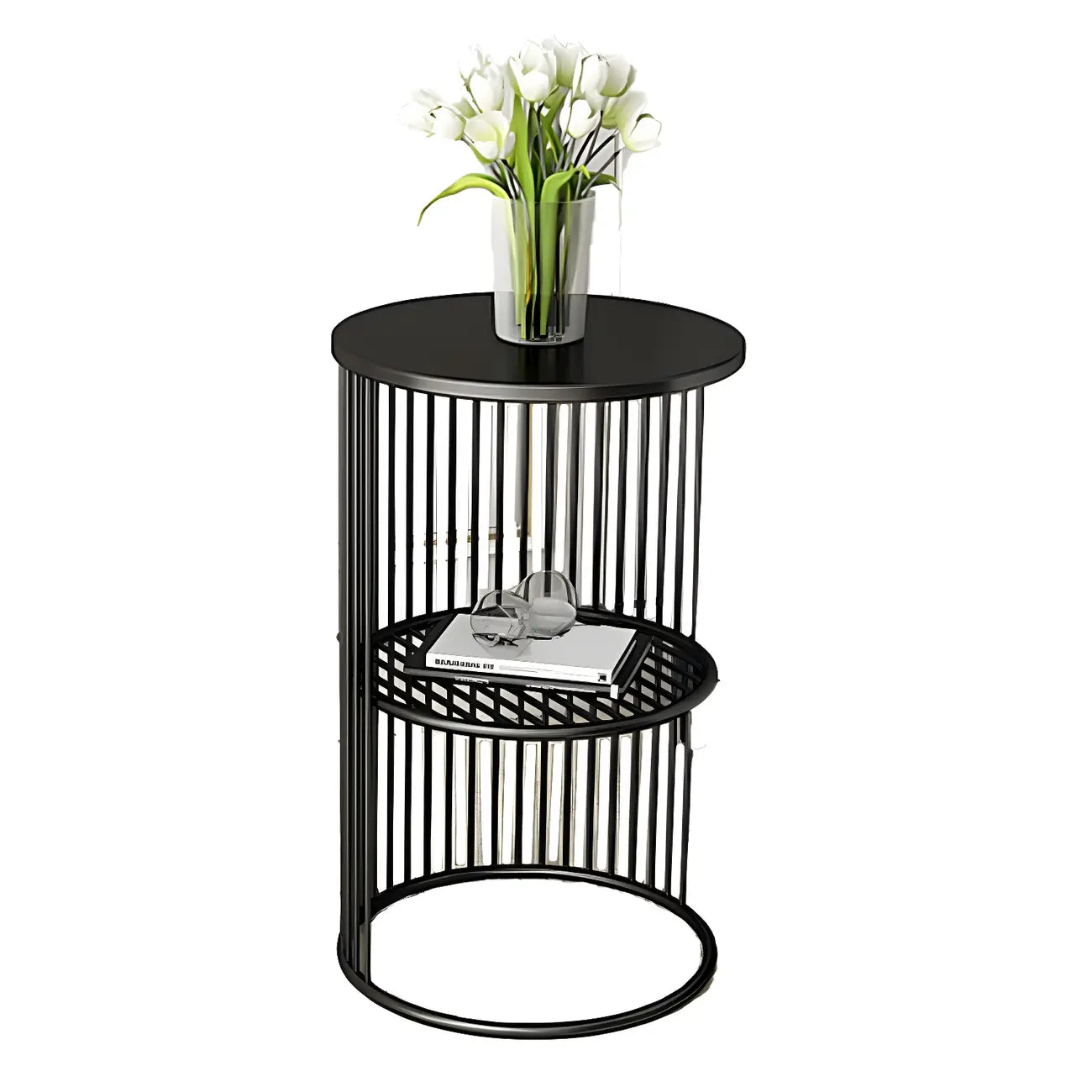 Round 2 Tiers Metal Frame Storage Side Tables Gold