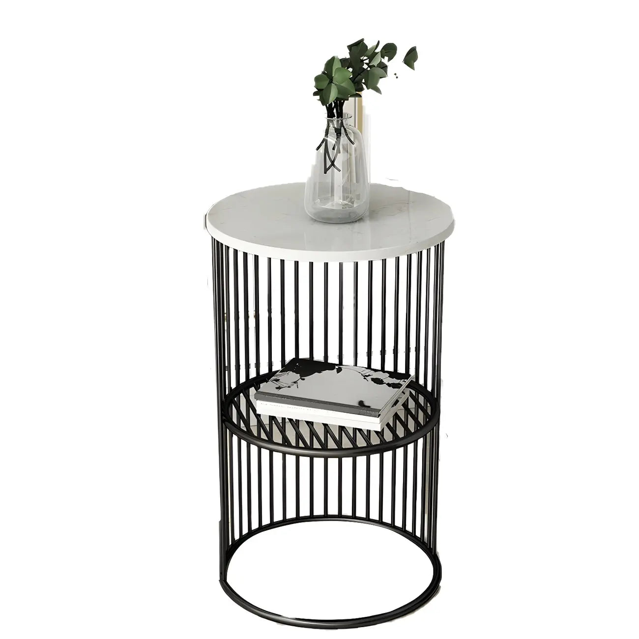 Round 2 Tiers Metal Frame Storage Side Tables Gold