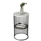 Round 2 Tiers Metal Frame Storage Side Tables Gold