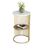 Round 2 Tiers Metal Frame Storage Side Tables Gold