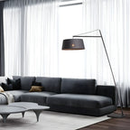Black Nordic Iron Strip Floor Lamp with Fabric Shade
