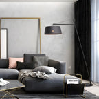 Black Nordic Iron Strip Floor Lamp with Fabric Shade