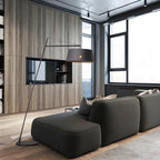 Black Nordic Iron Strip Floor Lamp with Fabric Shade
