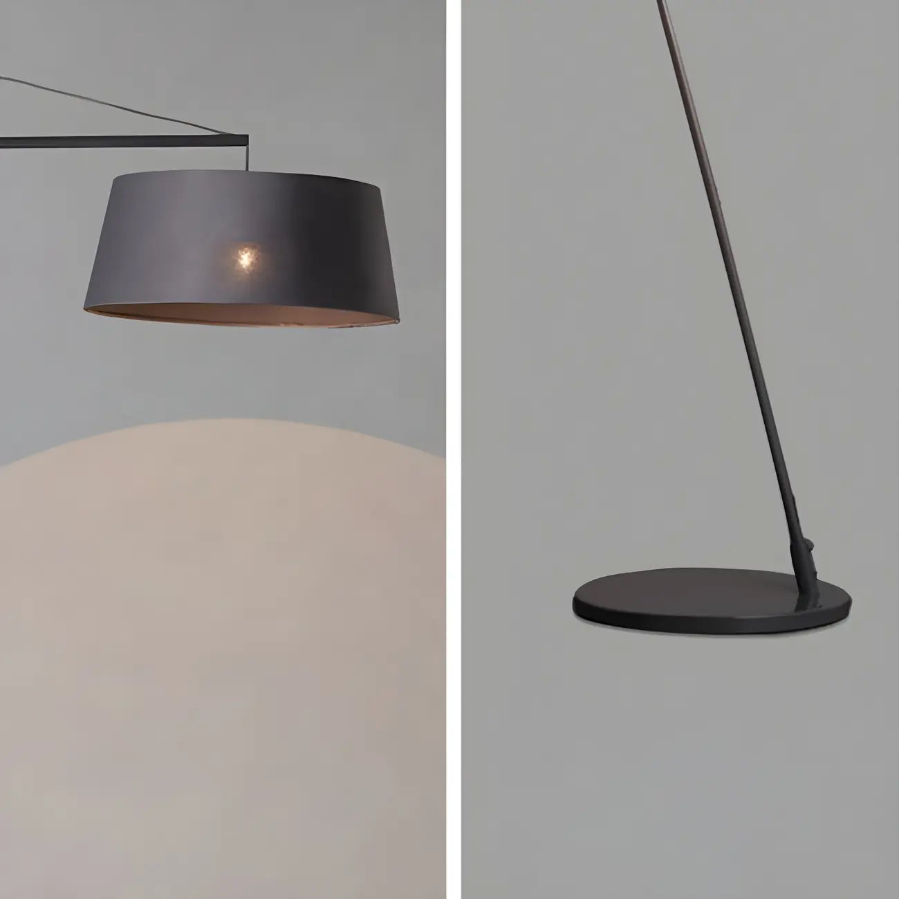 Black Nordic Iron Strip Floor Lamp with Fabric Shade