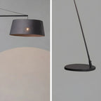 Black Nordic Iron Strip Floor Lamp with Fabric Shade
